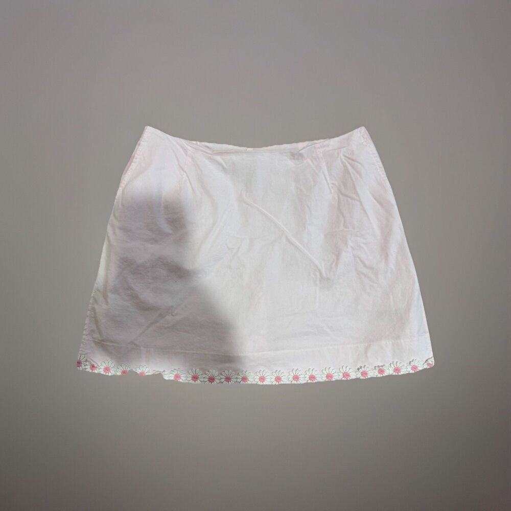 Golfitini Skort Womenโs 10 Pink Daisies Floral Trim Cotton Preppy Y2K Tennis